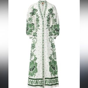 FARM Rio Green Floral Midi Dress